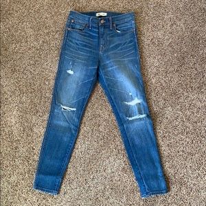 Madewell 9” High Riser Skinny  Jean Rip and Repair
